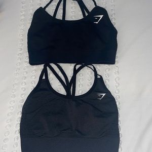 2 black gymshark sports bras
